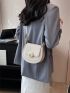 Mini Saddle Bag White Stitch Detail Flap For Daily