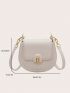 Mini Saddle Bag White Stitch Detail Flap For Daily