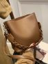 Small Bucket Bag Brown Minimalist For Daily