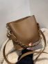 Small Bucket Bag Brown Minimalist For Daily