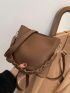 Small Bucket Bag Brown Minimalist For Daily