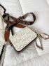 Flap Crossbody Bag, Women's Trendy Twilly Scarf Decor Shoulder Bag Letter Detail Purse