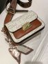 Flap Crossbody Bag, Women's Trendy Twilly Scarf Decor Shoulder Bag Letter Detail Purse