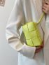 Mini Square Bag Braided Design Solid Color