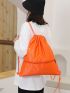 Oversized Drawstring Backpack Solid Color