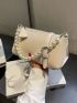 Small Crossbody Bag Solid Color Faux Pearl Decor