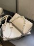 Small Crossbody Bag Solid Color Faux Pearl Decor