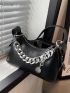 Small Hobo Bag Solid Color Chain Decor