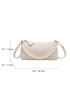 Small Crossbody Bag Solid Color Faux Pearl Decor