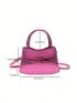 Crocodile Embossed Satchel Bag With Square Bag Metallic PU Funky