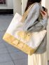 Large Shopper Bag Two Tone Cartoon Design