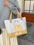 Large Shopper Bag Two Tone Cartoon Design