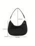 Crocodile Embossed Hobo Bag PU Black