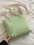 Small Tote Bag Pleated Embossed Double Handle