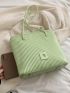 Small Tote Bag Pleated Embossed Double Handle