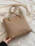 Small Tote Bag Pleated Embossed Double Handle