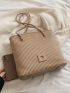 Small Tote Bag Pleated Embossed Double Handle