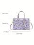 Small Square Bag Cartoon Rabbit Print Double Handle