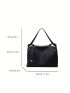 Litchi Embossed Hobo Bag PU Black