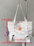 Letter Patch Decor Shoulder Tote Bag With Coin Purse Small