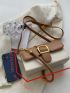 Colorblock Square Bag Small Buckle Decor Flap