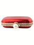 Mini Box Bag Pearl & Rhinestone Decor