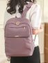 Medium Classic Backpack Dusty Pink Pocket Front For Daily