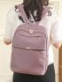 Medium Classic Backpack Dusty Pink Pocket Front For Daily