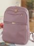 Medium Classic Backpack Dusty Pink Pocket Front For Daily