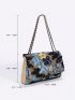 Medium Flap Square Bag Sequin & Embroidered Decor