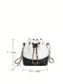 Mini Two Tone Bucket Bag Drawstring Design Quilted Pattern