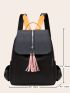 Tassel Decor Flap Backpack Fashionable