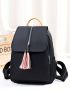 Tassel Decor Flap Backpack Fashionable