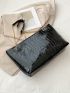 Crocodile Embossed Shoulder Tote Bag Large Capacity Black