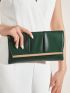 Metal Decor Envelope Bag Ruched Detail