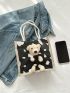 Mini Cartoon Bear Decor Square Bag Double Handle For Daily
