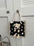 Mini Cartoon Bear Decor Square Bag Double Handle For Daily