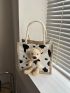 Mini Cartoon Bear Decor Square Bag Double Handle For Daily