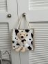 Mini Cartoon Bear Decor Square Bag Double Handle For Daily