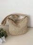 Medium Straw Bag Paper Vacation With Zipper