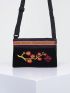 Small Square Bag Floral Embroidery Adjustable Strap