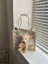 Mini Cartoon Bear Pattern Square Bag Double Handle For Daily