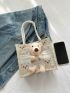 Mini Cartoon Bear Pattern Square Bag Double Handle For Daily