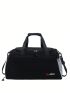 Letter Print Fashion Travel Bag Black Large Capacity With Shoes Compartment For Short Distance Journey