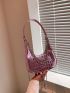 Crocodile Embossed Hobo Bag Chain Decor Top Handle