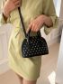 Small Dome Bag Studded Decor Double Handle PU