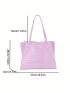 Purple Shoulder Tote Bag Crocodile Embossed Double Handle PU