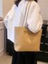 Litchi Embossed Shoulder Tote Bag With Inner Pouch PU