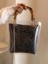 Medium Square Bag Clear Design With Straw Bag Double Handle