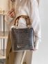 Medium Square Bag Clear Design With Straw Bag Double Handle